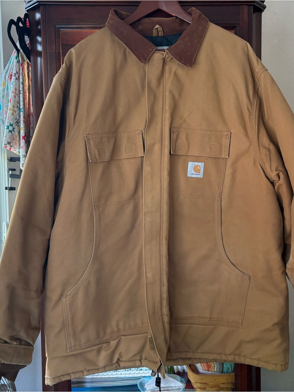 Carhartt Brown Workwear Duck Jacket with Corduroy Collar